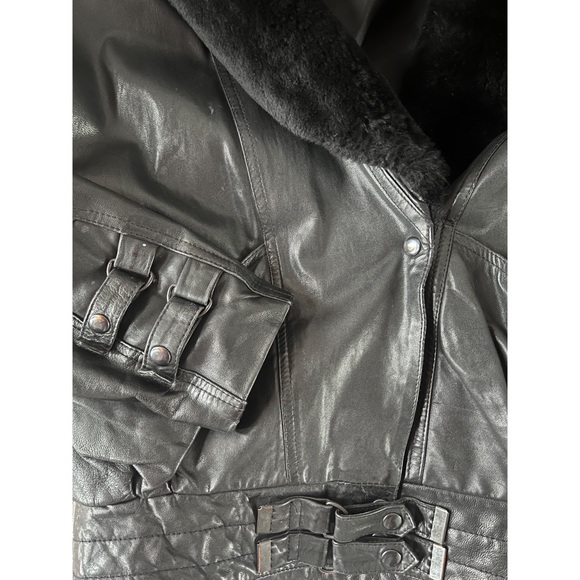 80s CROPPED SHEARLING & LEATHER JACKET - Picture 6 of 6